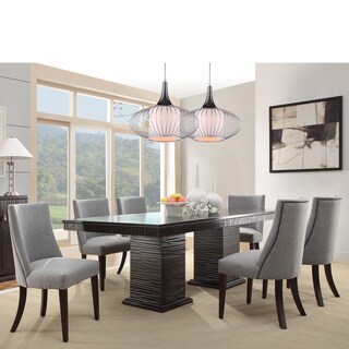 --->  TRIBECCA HOME Dominic Espresso Mid-century Modern 7-piece Upholstered Dining Set
