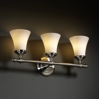 3-light Round Flared Opal Brushed Nickel Bath Bar Fixture