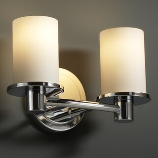 Hot Deal Justice Design Group 2-light Flat Rim Opal Cylinder Polished Bath Bar Fixture