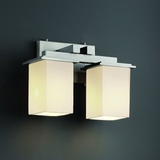 2-light Flat Rim Square Opal Bath Bar Fixture