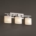 3-light Opal Oval Polished Chrome Bath Bar Fixture