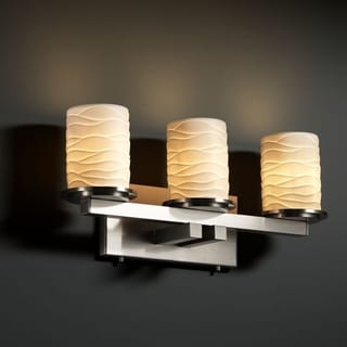 3-light Flat Rim 'Waves' Brushed Nickel Bath Bar Fixture