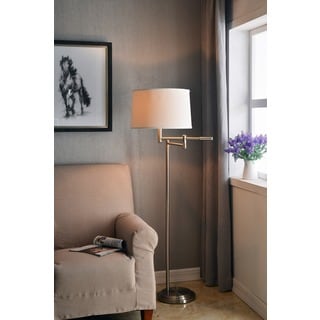 Aldrin Brushed Steel Swing Arm Floor Lamp