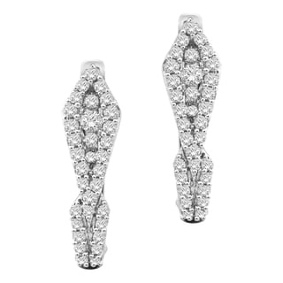 10k White Gold 1/2ct TDW Diamond Hoop Earrings (H-I, I1)