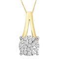 10k Two-tone Gold 1/10ct TDW Diamond Cluster Necklace (H-I, I1-I2)