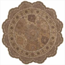 Hand-tufted Heritage Hall Peach Wool Rug (6' x 6') Free Form