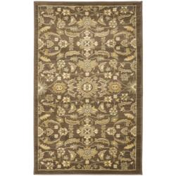 Oushak Brown/ Green Powerloomed Rug (2'6 x 4')