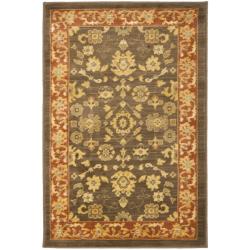 Oushak Brown/ Red Powerloomed Rug (2'6 x 4')