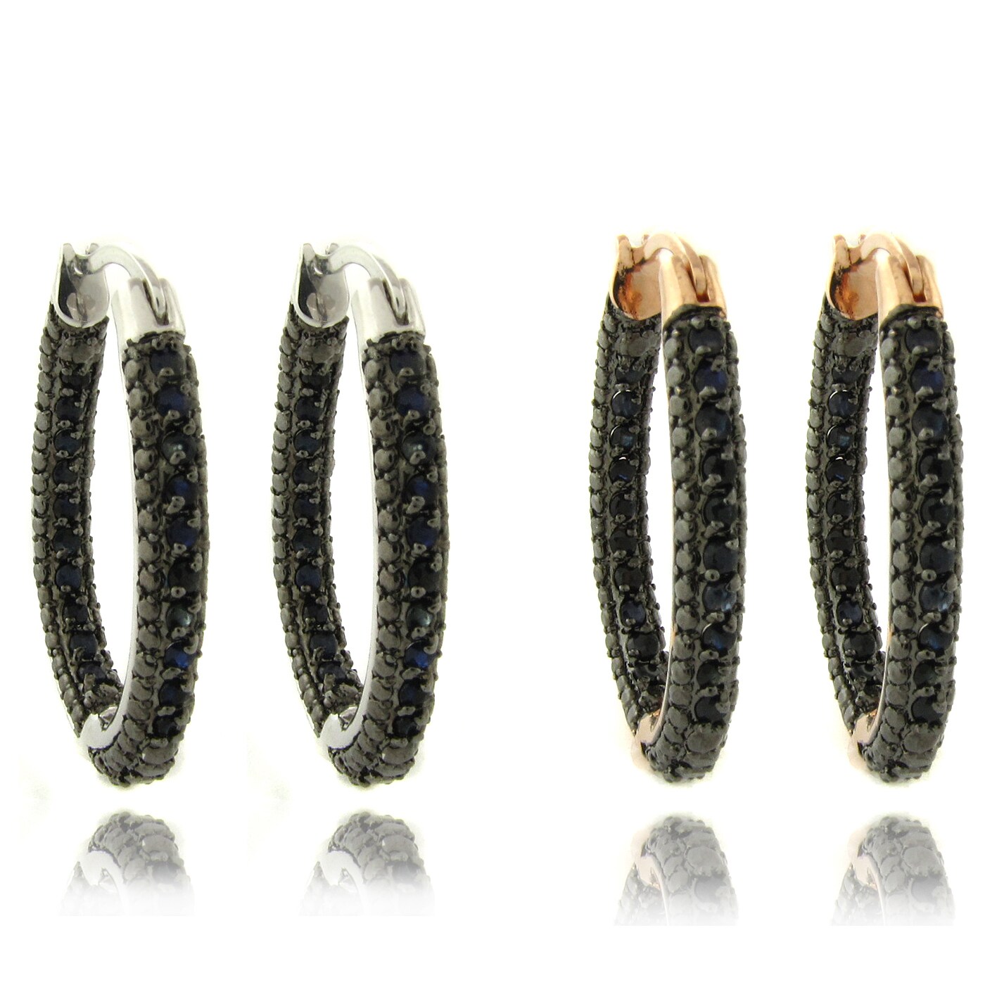 Gem Jolie Color plated Black Sapphire Hoop Earrings MSRP 