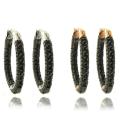 Gem Jolie Color-plated Black Sapphire Hoop Earrings