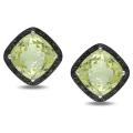 14k White Gold Lemon Quartz and 3/4ct TDW Black Diamond Earrings