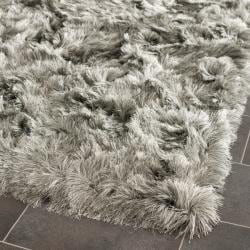 Hand-woven Silken Silver Shag Rug (8' x 10')