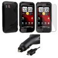 Black Case/ Screen Protector/ Car Charger for HTC Vigor