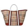 Burberry Equestrian Knight Plaid Large Canvas Tote