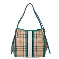 Burberry Equestrian Knight Plaid Small Canvas Tote