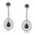 14k White Gold Sapphire and 1 1/3ct TDW Diamond Earrings (H-I, SI1-SI2)