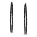 14k White Gold 7/8ct TDW Black Diamond Hoop Earrings