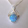 Sterling Silver Round Synthetic Opal Necklace (Thailand)