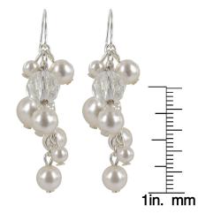 Roman Silvertone Cream Faux Pearl Cluster Dangle Earrings