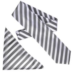 Boston Traveler Men's Diagonal Stripe Microfiber Tie and Hanky Set