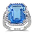 14k White Gold Blue Topaz and 1/2ct TDW Diamond Ring (H-I, SI1-SI2)