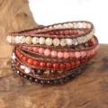 Orange Carnelian Multi Tonal Faceted Stones 5-Wrap Bracelet (Thailand)