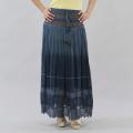 Meetu Magic Blue Embroidered Full-length Peasant Skirt