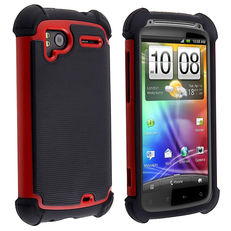 Black/ Red Hybrid Armor Case for HTC Sensation 4G