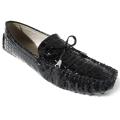 Tabeez Women's 'Driver' Black Faux Croc Loafers