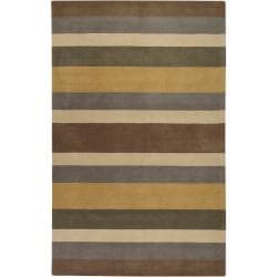 Hand-crafted Multi Colored Stripe Esopo Wool Rug (3'3 x 5'3)