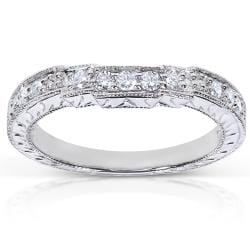 14k White Gold 1/4ct TDW Diamond Curved Wedding Band (G-H, I1-I2)