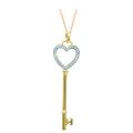 Gold over Silver 1/8ct TDW Diamond Heart Key Necklace (H-I, I1-I2)
