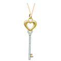 Gold over Silver 1/8ct TDW Diamond Heart Key Necklace (H-I, I1-I2)