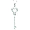 Sterling Silver 1/8ct TDW Diamond Heart Key Necklace (H-I, I1-I2)