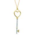 Gold over Silver 1/10ct TDW Diamond Heart Key Necklace (H-I, I1-I2)