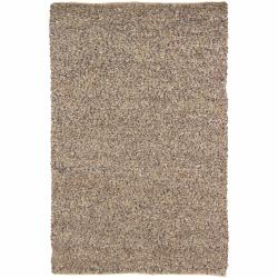 Hand-woven Mandara Tan Shag Rug (3'6 x 5'6)