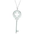 Sterling Silver Diamond Accent Clover in Circle Key Necklace