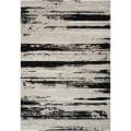 Meticulously Woven Contemporary Black/Grey Vintage Stripe Chimta Abstract Rug (5'3 x 7'3)