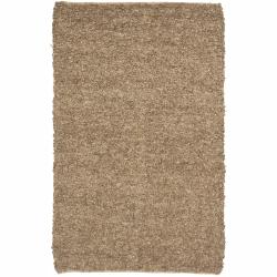 Hand-woven Mandara Beige Shag Rug (2' x 3')
