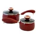 Paula Deen Signature Porcelain Red Saucepan 2-piece Set