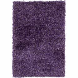 Hand-woven Mandara Purple Shag Rug (7'9 x 10'6)