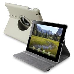 Grey 360-degree Swivel Leather Case for Apple iPad 2