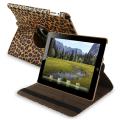 Brown Leopard 360-degree Swivel Leather Case for Apple iPad 2