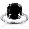 14k Gold 7 1/4ct TDW Certified Black and White Diamond Ring (H-I, I2)
