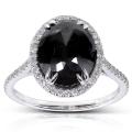 14k Gold 6 1/10ct TDW Certified Black and White Diamond Ring (H-I, I1-I2)