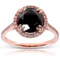 14k Gold 3 5/8ct TDW Certified Black and White Diamond Ring (H-I, I1-I2)
