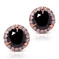 14k Gold 3 7/8ct TDW Certified Black and White Diamond Earrings (H-I, I2)