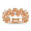 18k Pink Gold Diamond Accent Flower Ring