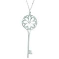 Sterling Silver 1/6ct TDW Diamond Flower in Circle Pendant (H-I, I1-I2)