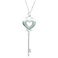 Sterling Silver 1/6ct TDW Diamond Heart Key Necklace (H-I, I1-I2)